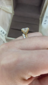 Oval Set: Valorie Oval Hidden Halo on Plain Band Moissanite Engagement Ring with Clara Floating Round Eternity band set