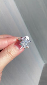 Radiant cut with Hidden Collar Halo on Pave Band Moissanite Engagement Ring