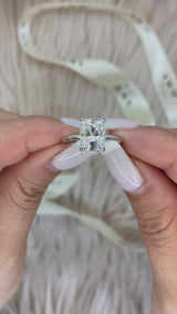 Radiant Cut Hidden Collar Halo Moissanite Engagement Ring