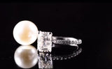 Radiant Moissanite Engagement Ring on Pave Band