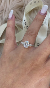 Hazel - Oval and Pear Three Stone Moissanite Engagement Ring