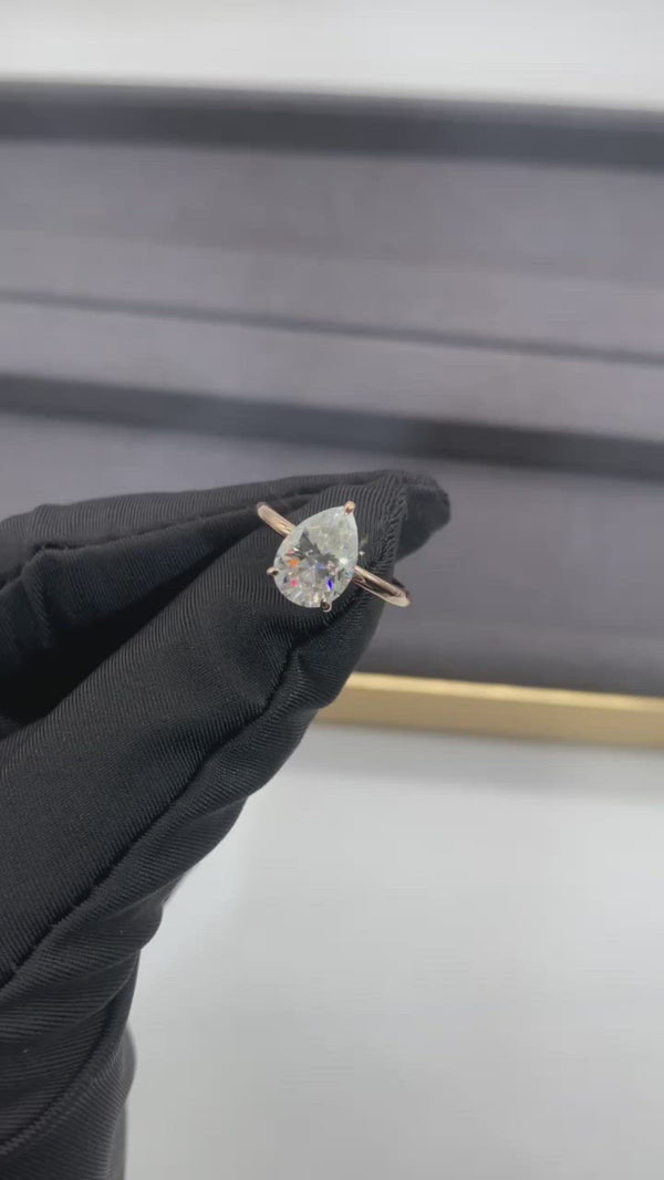 Pear Solitaire Moissanite Engagement Ring