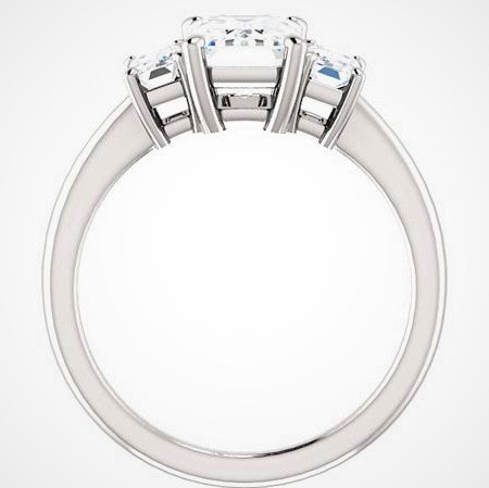 Emerald Three-Stone Moissanite Engagement Ring