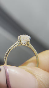 Vera - Oval Hidden Halo on Pave Band Cathedral Low Setting Moissanite Engagement Ring