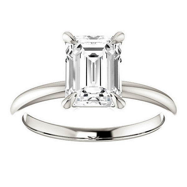Emerald Two-Tone Cathedral Solitaire Moissanite Engagement Ring
