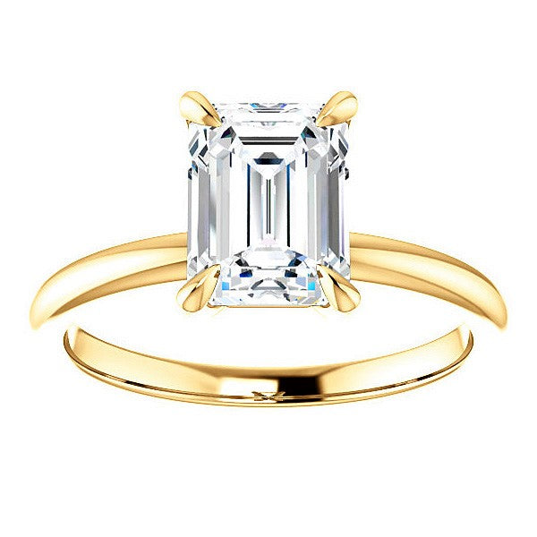 RTS 5ct Emerald Solitaire Moissanite Engagement Ring