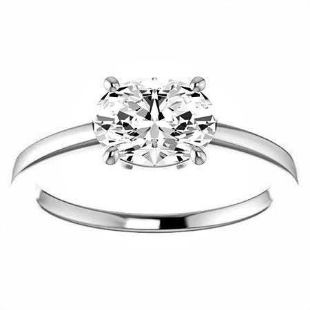 Nadia - Oval East-West Solitaire Moissanite Engagement Ring