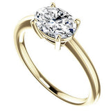 Nadia - Oval East-West Solitaire Moissanite Engagement Ring