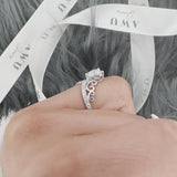 Heart Crown V Curve Moissanite Promise Ring