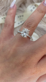 Camelia - Oval Pave Hidden Basket on Pave Band Moissanite Engagement Ring