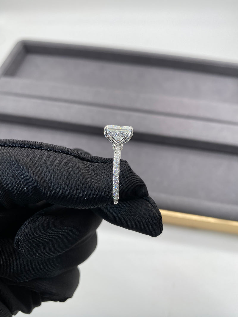 Trio pave engagement ring sales