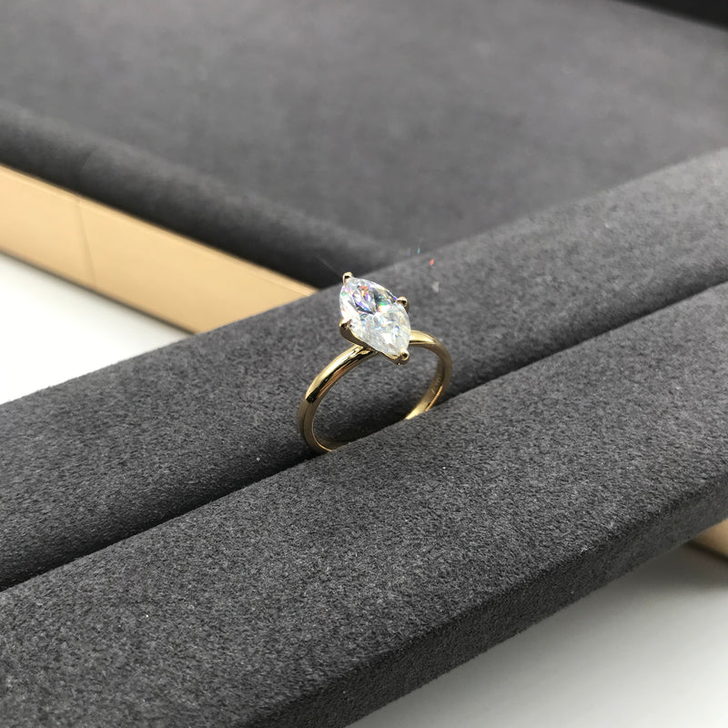 Marquise Solitaire Moissanite Engagement Ring