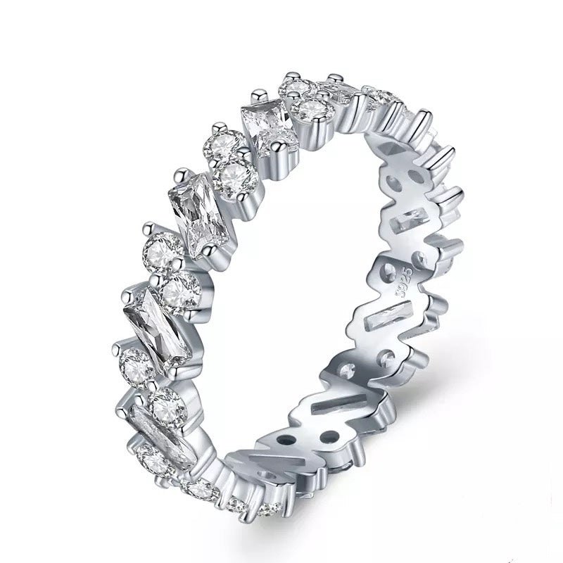 Custom Chloe - Trapezoid Round Moissanite Half Eternity Band