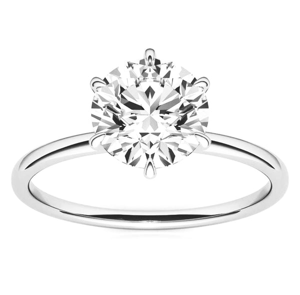 Round Petal Prongs Solitaire Moissanite Engagement Ring