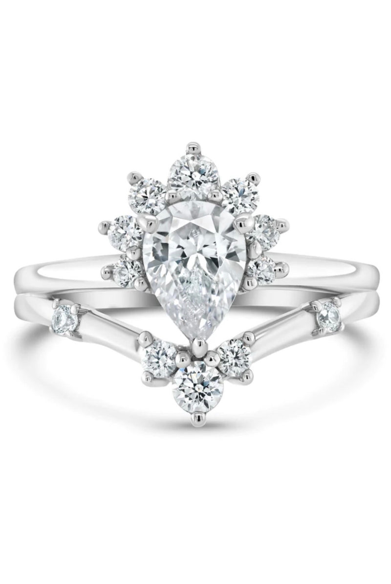 Custom - 1ct Pear cut 14k white gold band Moissanite Engagement Ring