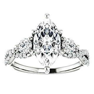 Marquise Three Stone on Infinity Band Moissanite Engagement Ring