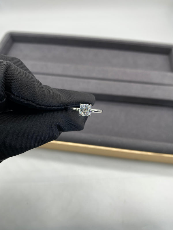 Natalie - Cushion Cut Moissanite Solitaire Engagement Ring