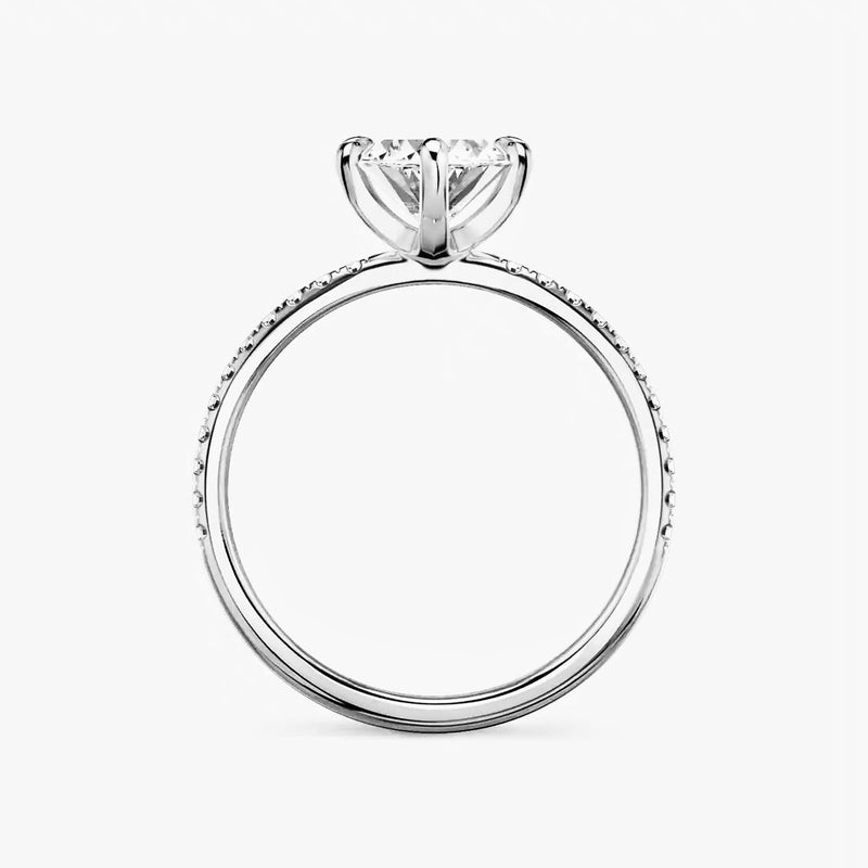 Marquise on Pave Band Moissanite Engagement Ring