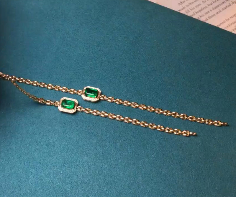 18k Gold Emerald Chain Bracelet