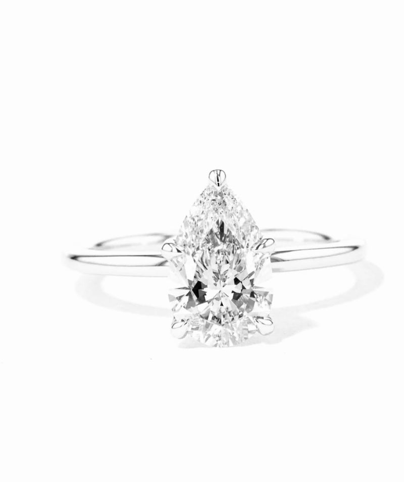 Custom- Pear on Pear Band with pear petal prongs Moissanite Engagement Ring
