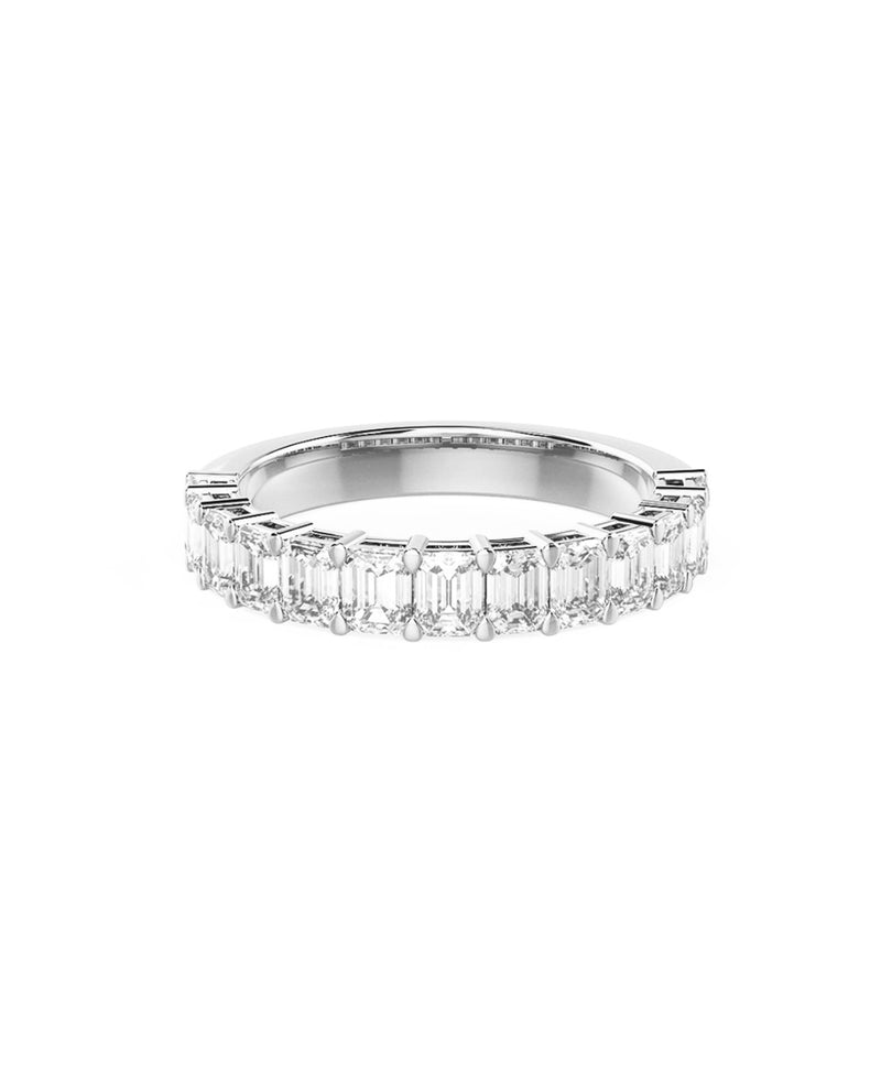 2x4mm Emerald Moissanite Half Eternity Wedding Band