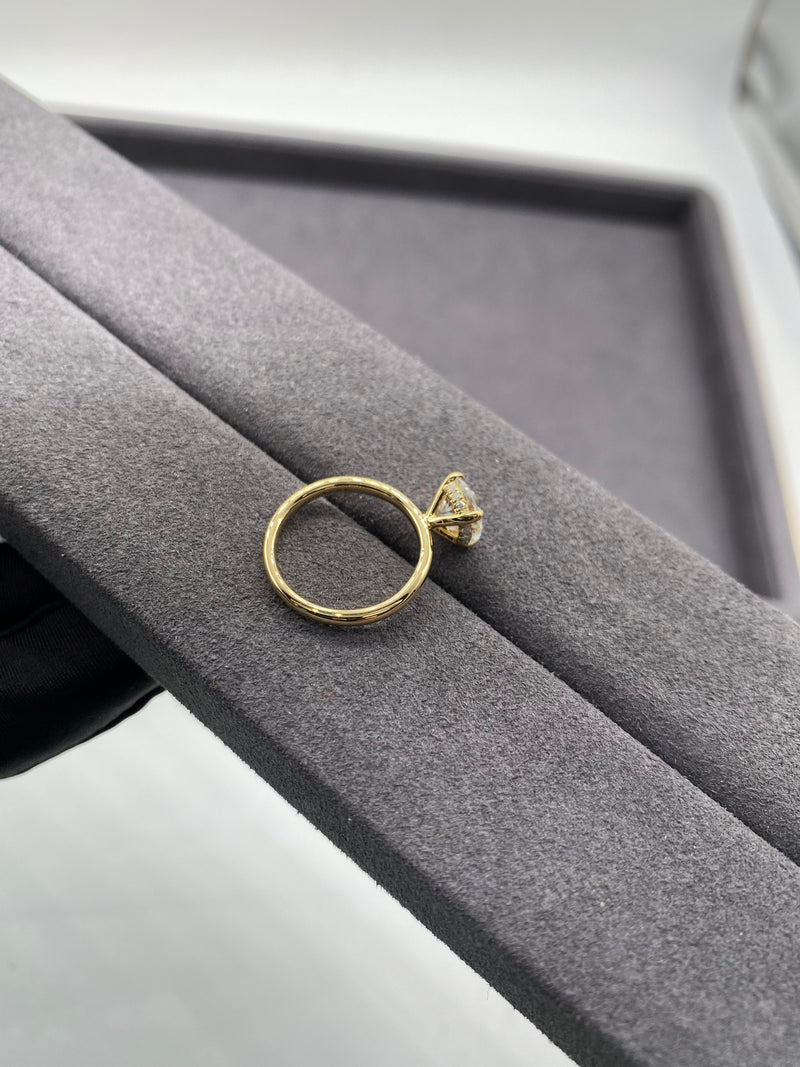 Round Hidden Halo on Plain Band Moissanite Engagement Ring
