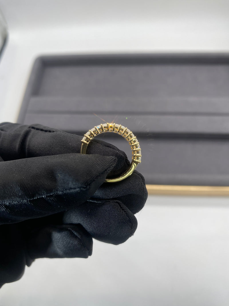 2x4mm Emerald Moissanite Half Eternity Wedding Band