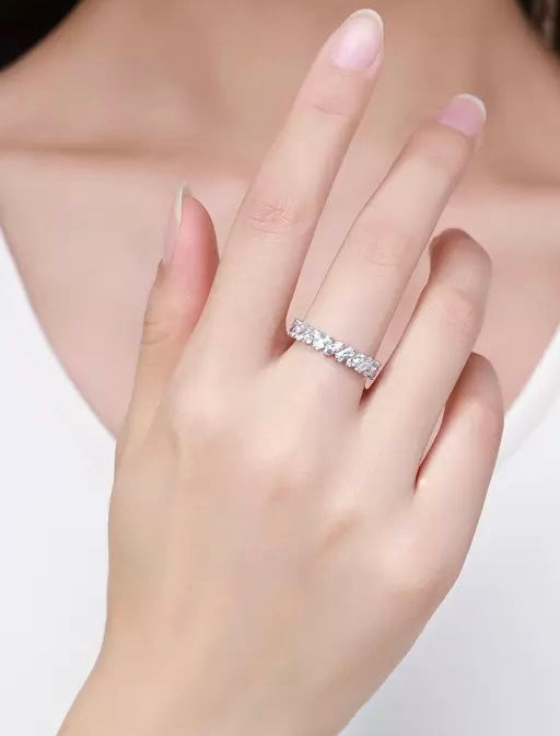 Custom Chloe - Trapezoid Round Moissanite Half Eternity Band