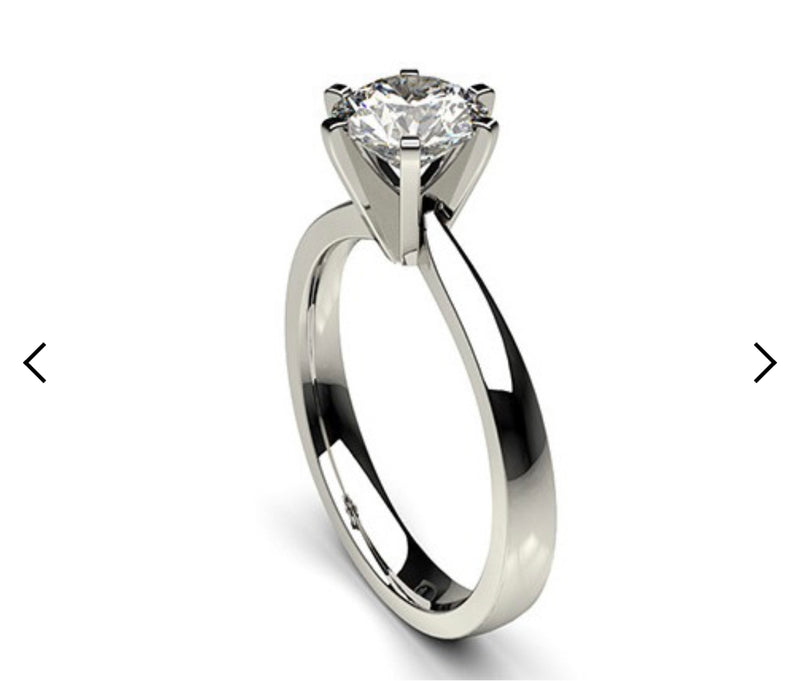 Custom 6 prongs Round Solitaire Moissanite Engagement Ring