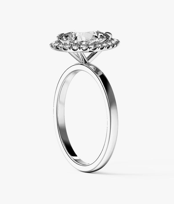 Pear Halo on Plain Band Moissanite Engagement Ring