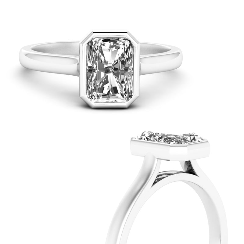 Radiant Bezel Solitaire Moissanite Engagement Ring