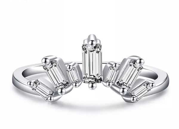 Tessa - Trapezoid Tiara Guard Moissanite Wedding Band