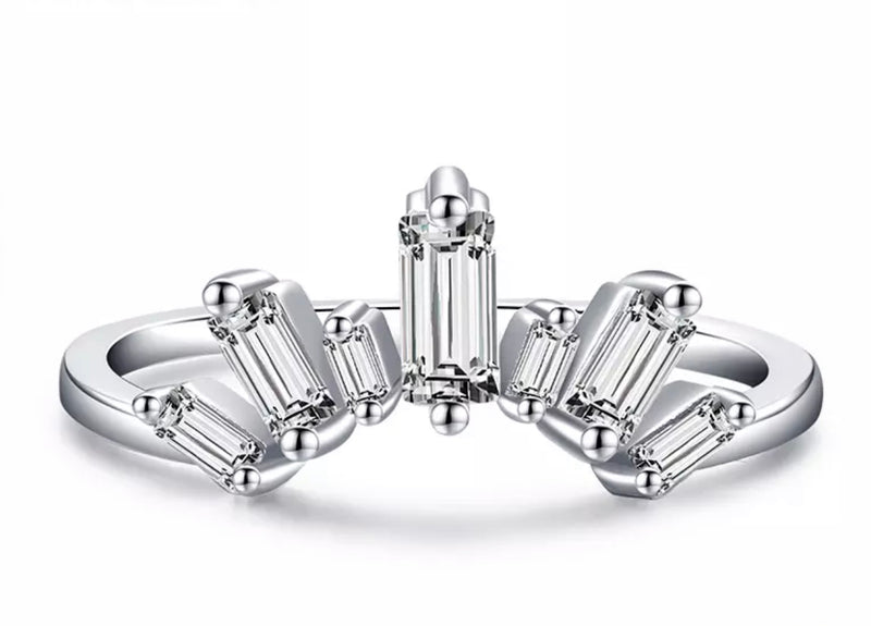 Tessa - Trapezoid Tiara Guard Moissanite Wedding Band