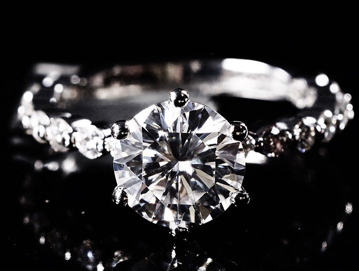 Round with Floating Round Band Moissanite Engagement Ring