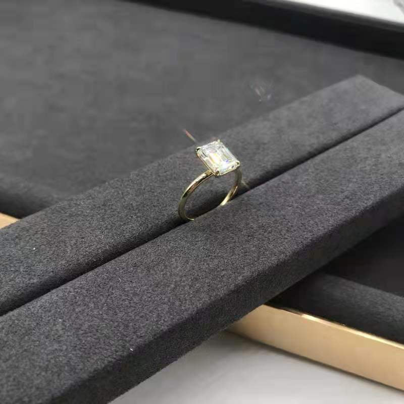 RTS 5ct Emerald Solitaire Moissanite Engagement Ring