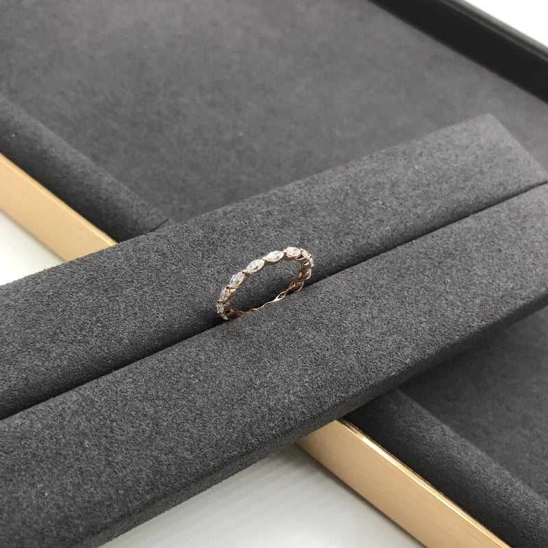 Oval hidden halo Moissanite engagement ring with Marquise eternity band set