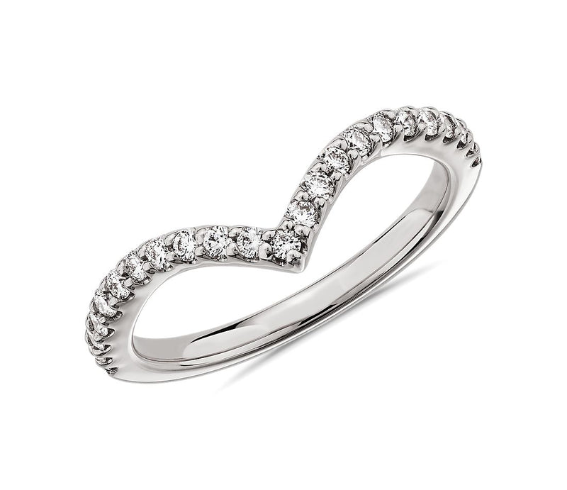 V Curve Pave Wedding Band