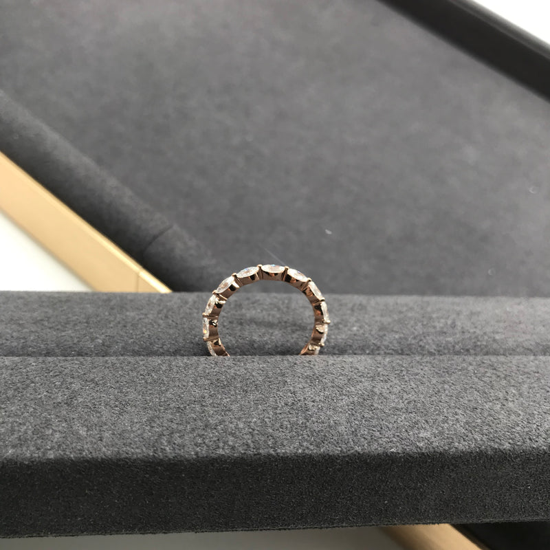 Oval hidden halo Moissanite engagement ring with Marquise eternity band set
