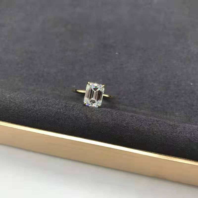 RTS 5ct Emerald Solitaire Moissanite Engagement Ring