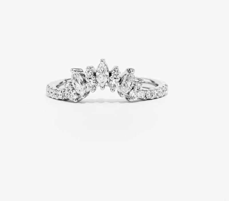 Amber - Marquise Tiara Guard Pave Moissanite Wedding Band