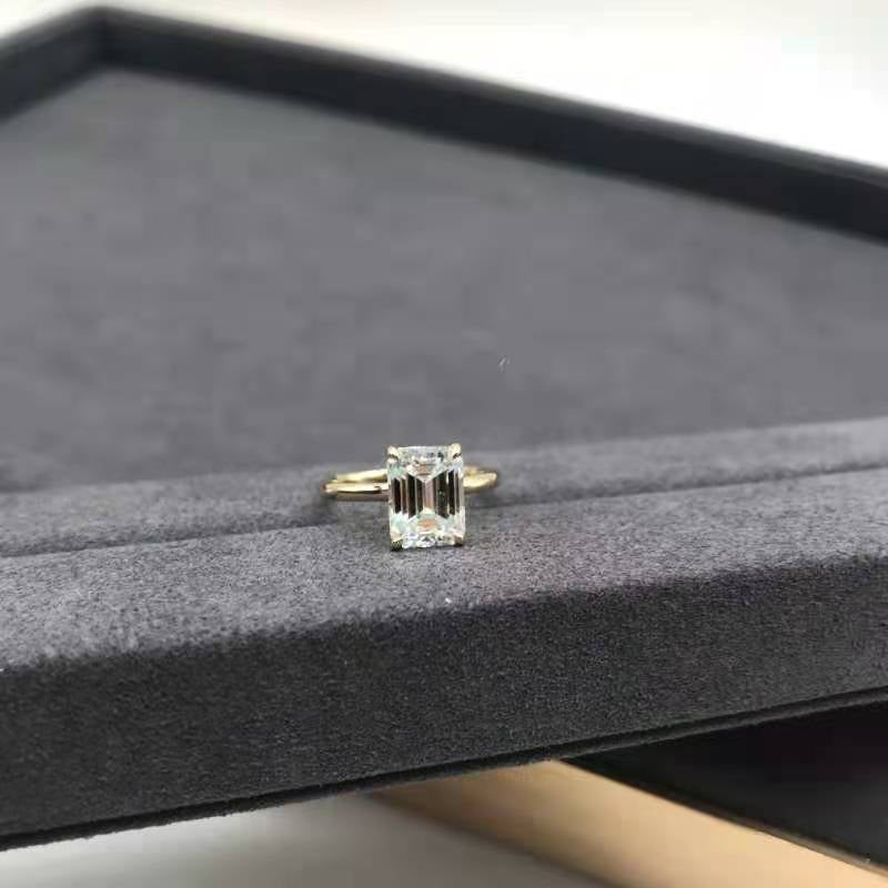 RTS 5ct Emerald Solitaire Moissanite Engagement Ring