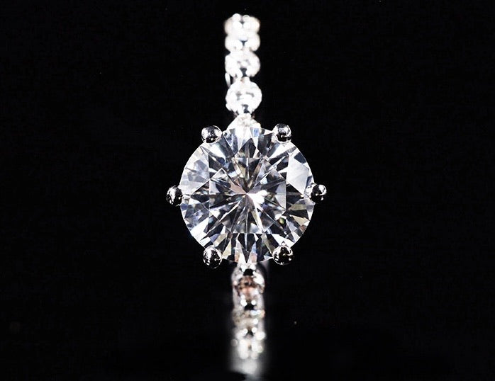 Round with Floating Round Band Moissanite Engagement Ring