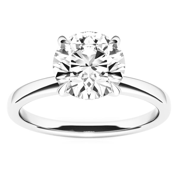 Round Hidden Halo on Plain Band Moissanite Engagement Ring