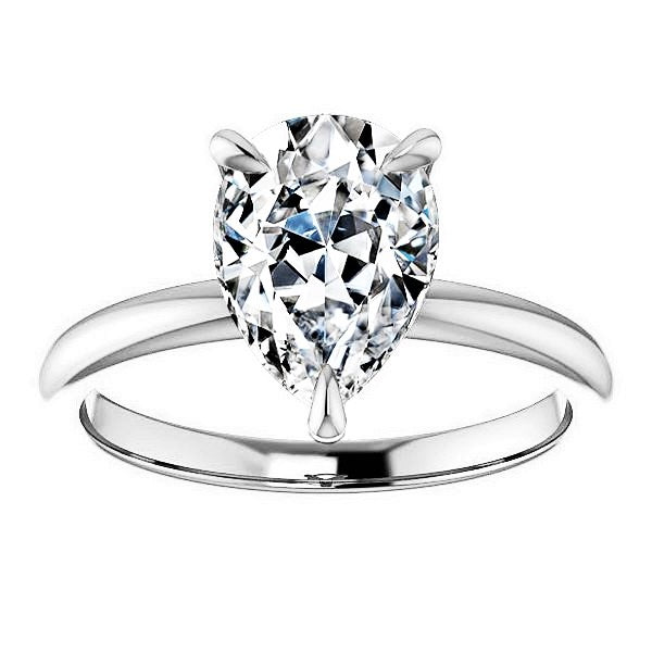 Pear Solitaire Moissanite Engagement Ring