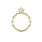 Pamela - Pear on Pear Band Hidden Halo Moissanite Engagement Ring