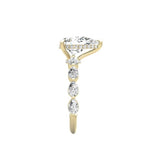 Pamela - Pear on Pear Band Hidden Halo Moissanite Engagement Ring