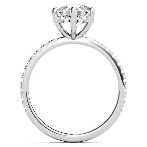 Sale - 3ct Round Cut with Hidden Halo on 18k white gold Pave Band Moissanite Engagement Ring